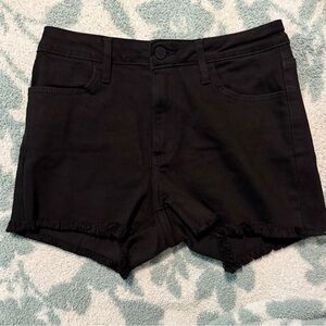 Just Black Black Frayed Hem High-Rise Jean Shorts